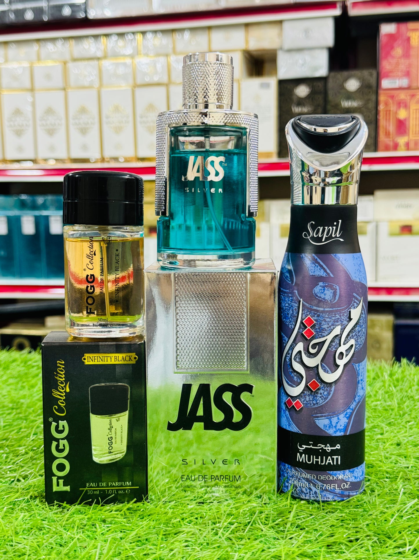 JASS silver 100 ML perfume fogg perfume 30 ML saphil spray gift 200 ML (allow to open)